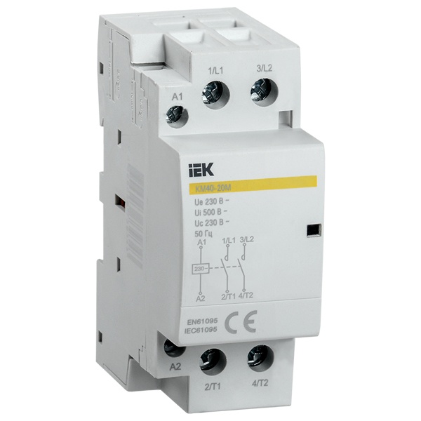 Контактор модульный ИЭК КМ40-20М AC 40А 2 полюса 2НО катушка 230В 2 модуля
