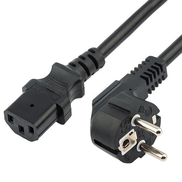 Шнур сетевой Rexant евровилка угловая - евроразъем С13 кабель 3x0,75 мм2 длина 1,8 метра (PE пакет)