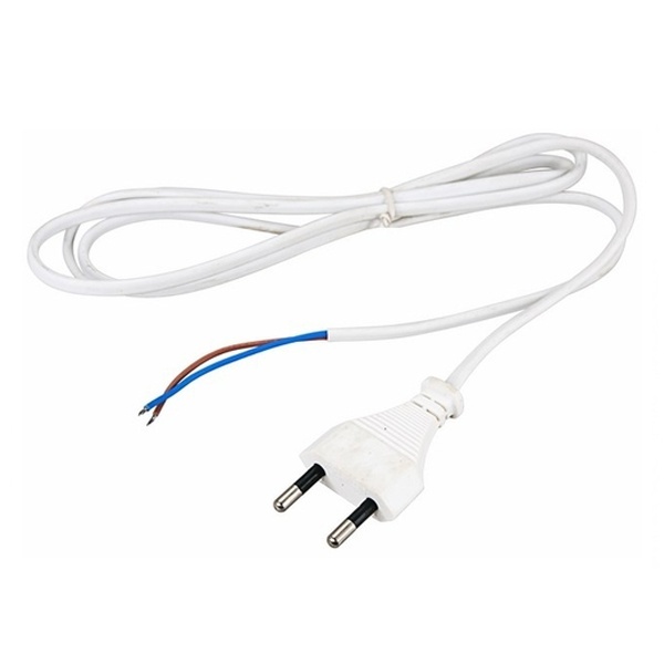 Шнур сетевой Rexant, вилка плоская без розетки, кабель 2x0.5 мм2, длина 1,8 метра, белый