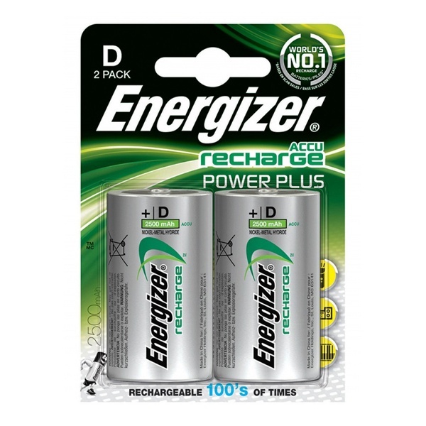 Аккумулятор Energizer D HR20 1.2V 2500mAh Power Plus NH50 (упаковка 2шт)