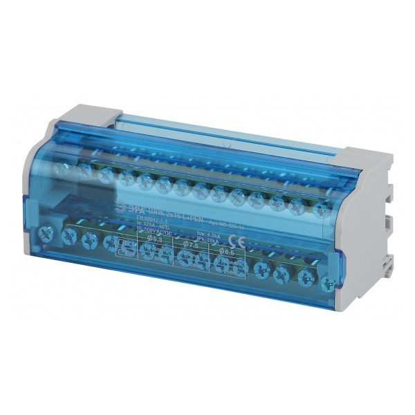 Шины на DIN-рейку в корпусе ЭРА (кросс-модуль) ШНК 2х15 L+PEN NO-224-14