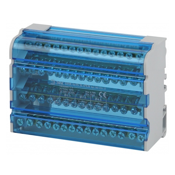 Шины на DIN-рейку в корпусе ЭРА (кросс-модуль) ШНК 4х15 3L+PEN NO-224-17