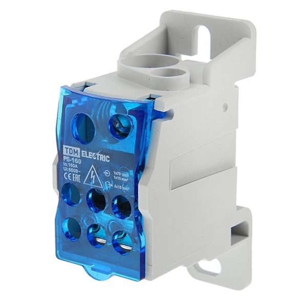 Распределительный блок TDM на DIN-рейку РБ-160 1П 160А (1х70+1x16/6x16)