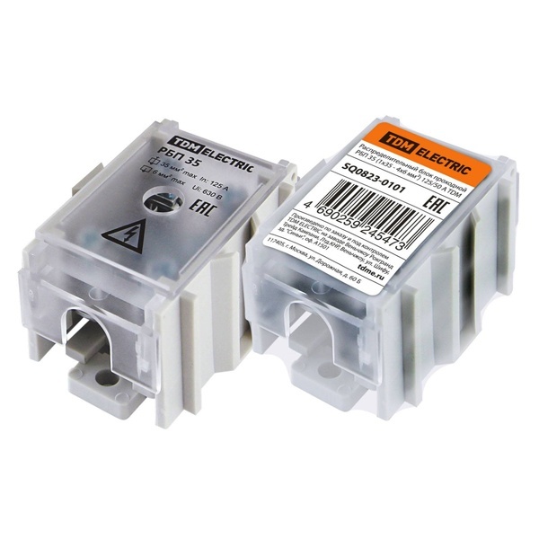 Распределительный блок проходной TDM РБП 35 (1х35 - 4х6 мм2) 125/50А