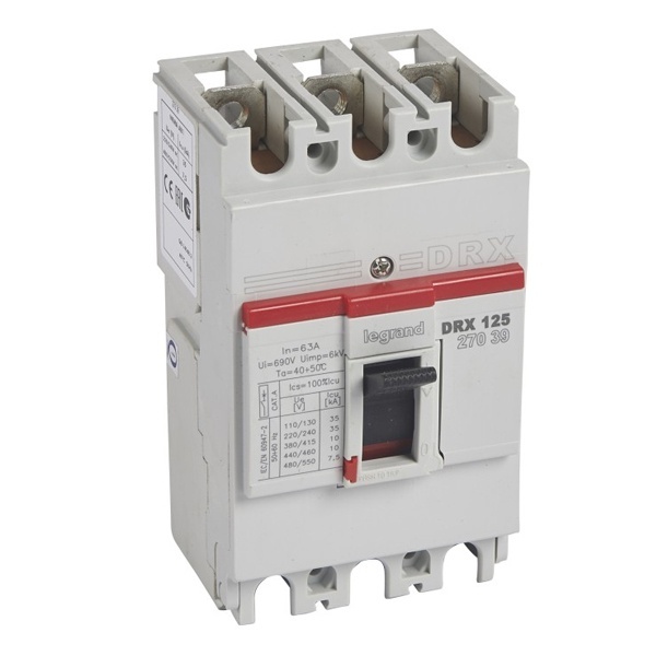 Автоматический выключатель в литом корпусе DRX125 термомагнитный фиксированный 3P 63А 10kA (автомат электрический)