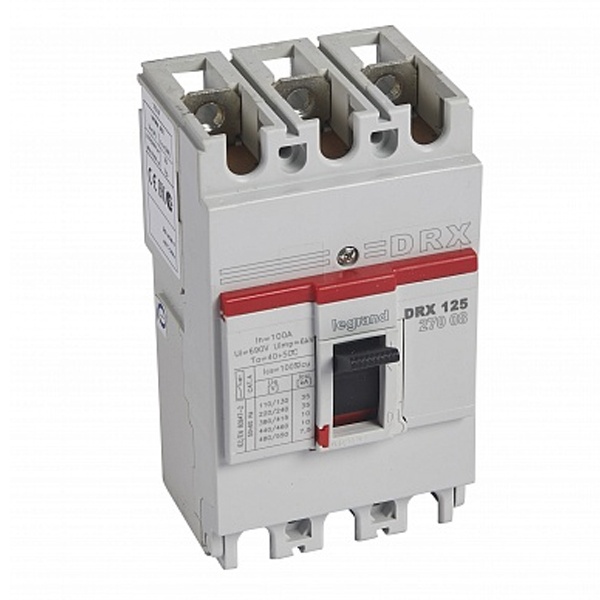 Автоматический выключатель в литом корпусе DRX125 термомагнитный фиксированный 3P 100А 10kA (автомат электрический)