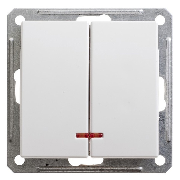 Двухклавишный выключатель с подсветкой SE W59 10A механизм, белый