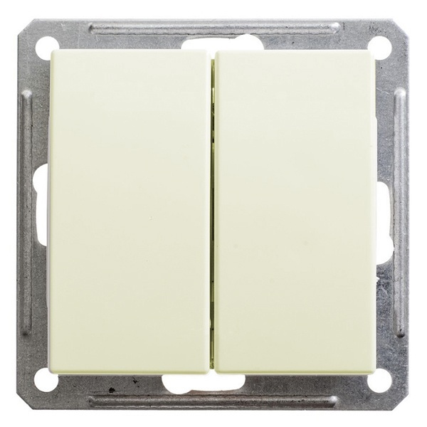 Двухклавишный выключатель SE W59 10A механизм, слоновая кость (бежевый)