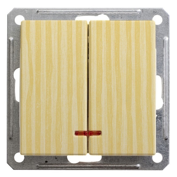 Двухклавишный выключатель с подсветкой SE W59 10A механизм, сосна