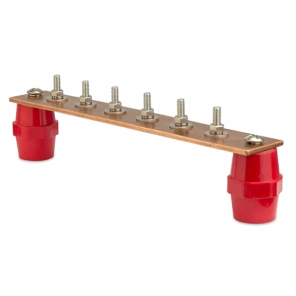 Главная заземляющая DKC шина с изоляторами  6 подключений 260ммх40ммх4мм медь