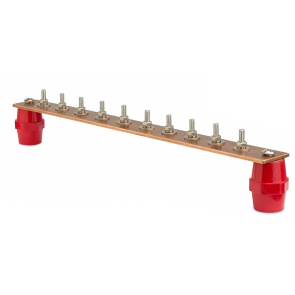Главная заземляющая DKC шина с изоляторами 10 подключений 380ммх40ммх4мм медь