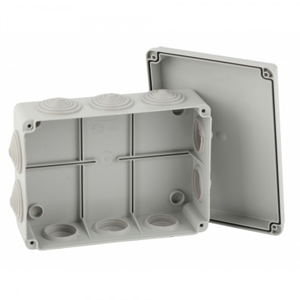 Коробка распаячная КОРv ЭРА 190х140х70 мм открытой установки на винтах (10 гермовводов) IP55