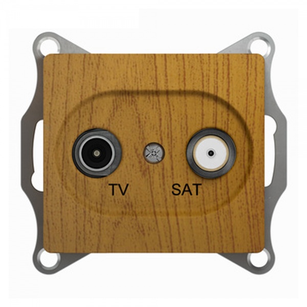 TV-SAT розетка проходная 4DB механизм SE Glossa, дерево дуб