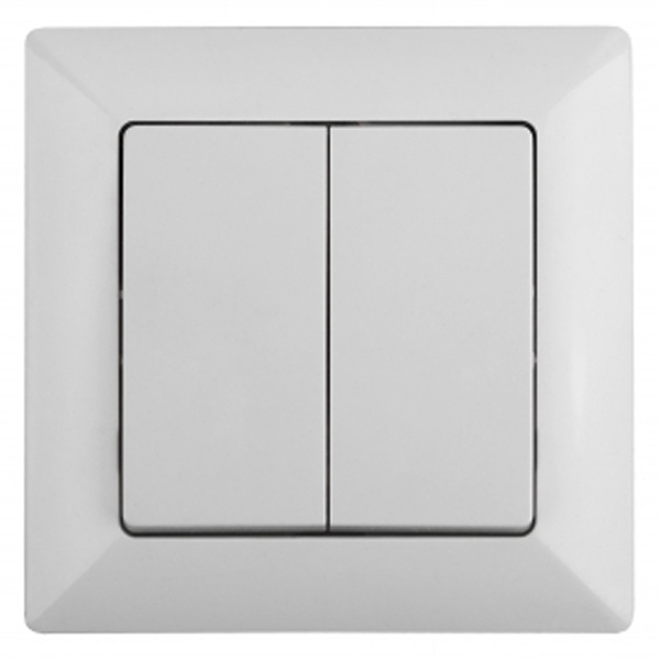 Выключатель двойной Intro 10А-250В Solo, белый 4-104-01