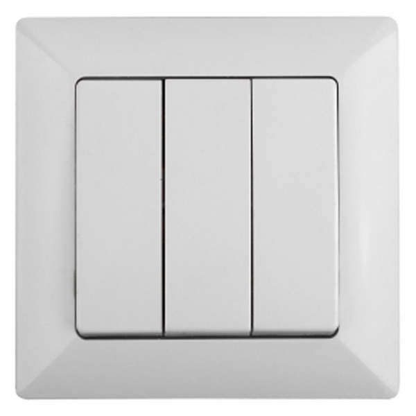Выключатель тройной Intro 10А-250В Solo, белый 4-106-01