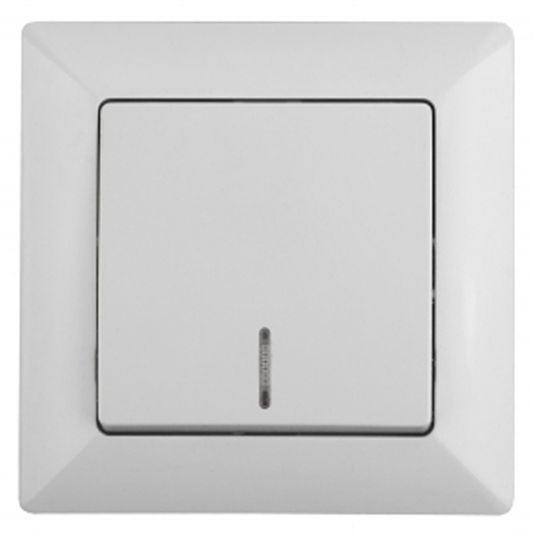 Выключатель с подсветкой Intro 10А-250В Solo, белый 4-102-01