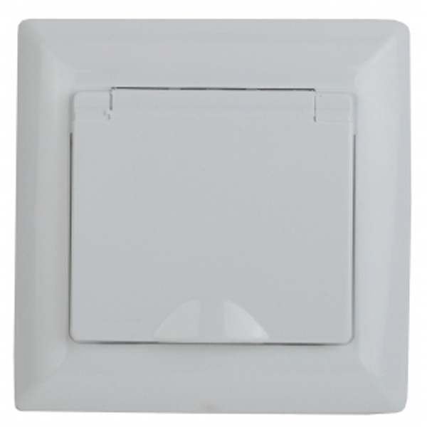 Розетка Intro 2Р+Е Schuko с крышкой 16А-250В Solo, белый 4-203-01