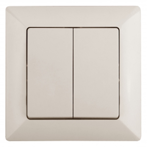 Выключатель двойной Intro 10А-250В Solo, слоновая кость 4-104-02 (бежевый)