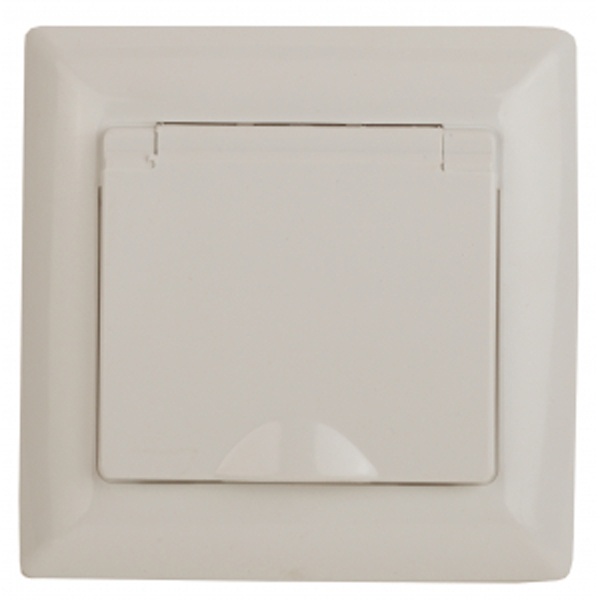 Розетка Intro 2Р+Е Schuko с крышкой 16А-250В Solo, слоновая кость 4-203-02 (бежевый)