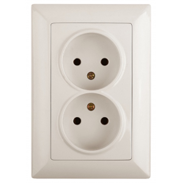 Розетка Intro 2х2Р 16А-250В Solo, слоновая кость 4-204-02 (бежевый)