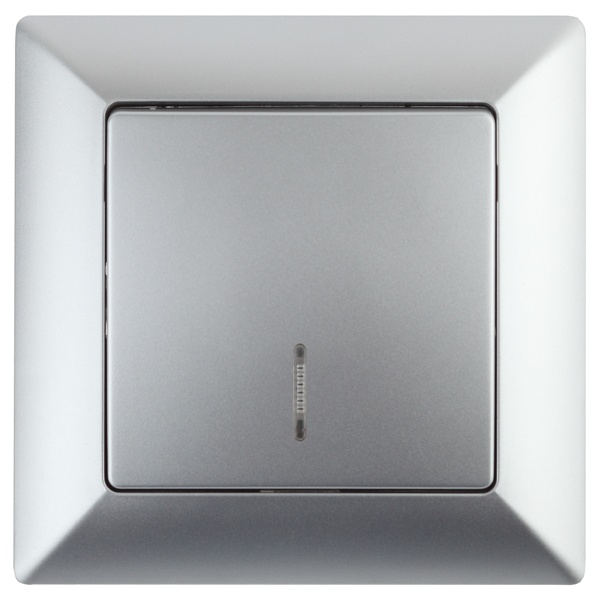 Выключатель с подсветкой Intro 10А-250В Solo, алюминий 4-102-03