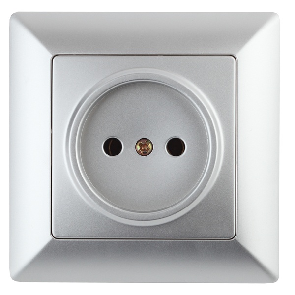 Розетка Intro 2Р 16А-250В Solo, алюминий 4-201-03