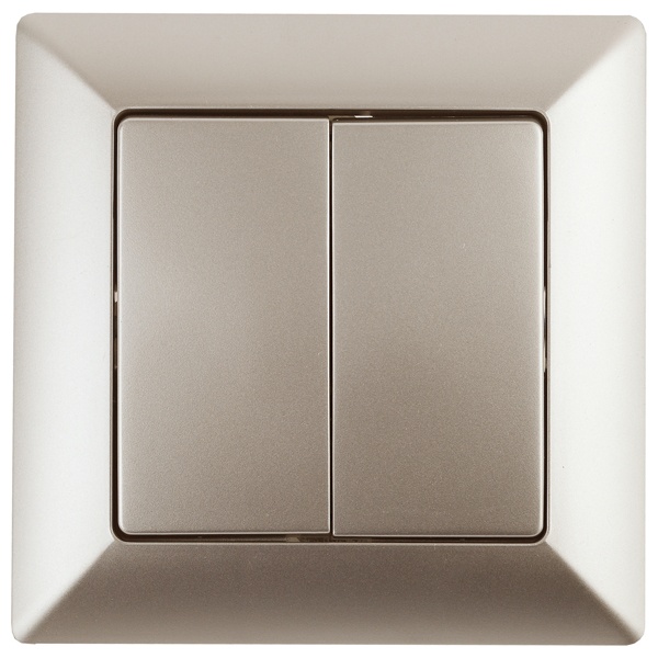 Выключатель двойной Intro 10А-250В Solo, шампань 4-104-04