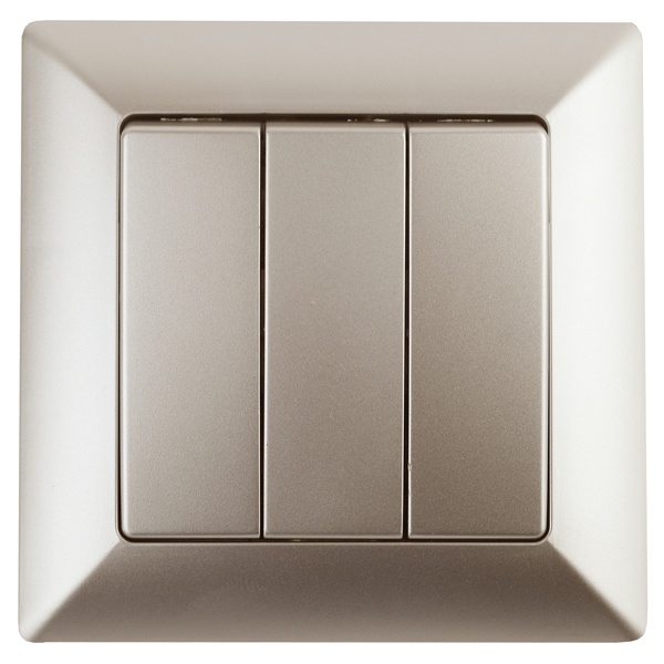 Выключатель тройной Intro 10А-250В Solo, шампань 4-106-04