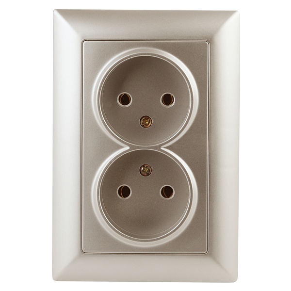 Розетка Intro 2х2Р 16А-250В Solo, шампань 4-204-04