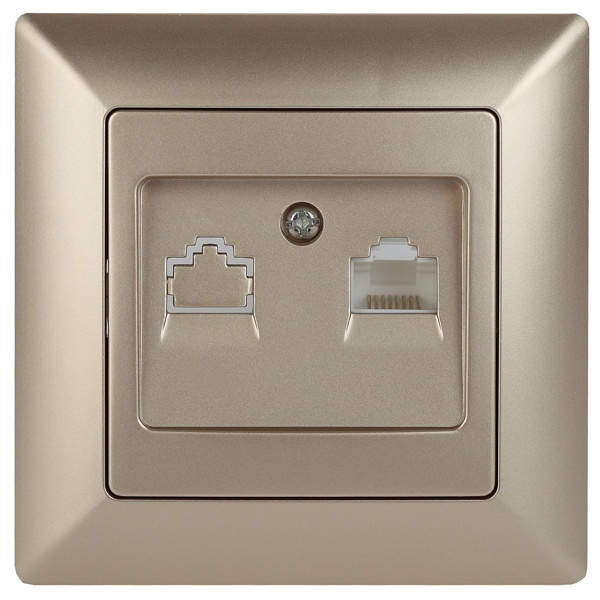Розетка телефонная Intro RJ11 Solo, шампань 4-302-04