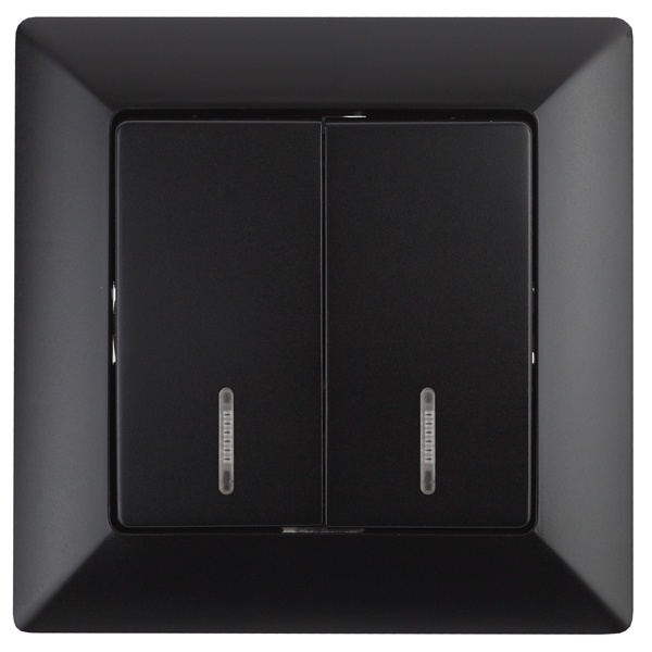 Выключатель двойной с подсветкой Intro 10А-250В Solo, антрацит 4-105-05