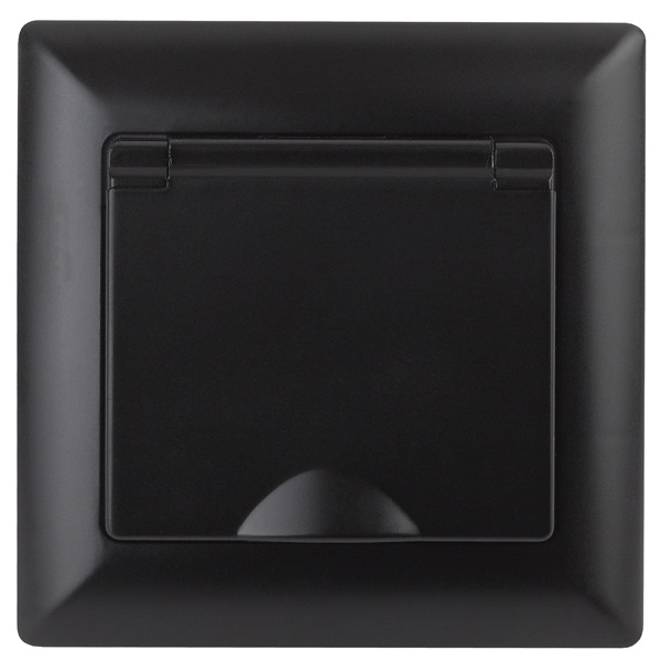 Розетка Intro 2Р+Е Schuko с крышкой 16А-250В Solo, антрацит 4-203-05