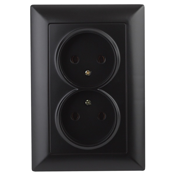 Розетка Intro 2х2Р 16А-250В Solo, антрацит 4-204-05