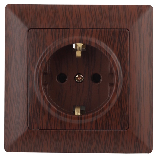 Розетка Intro 2Р+Е Schuko 16А-250В Solo, венге 4-202-10