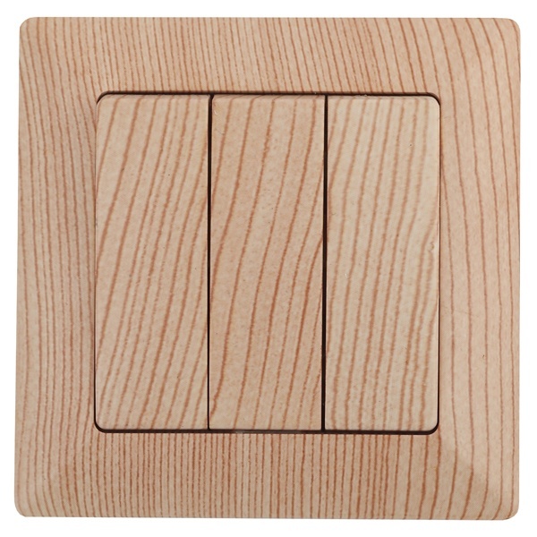 Выключатель тройной Intro 10А-250В Solo, сосна 4-106-11