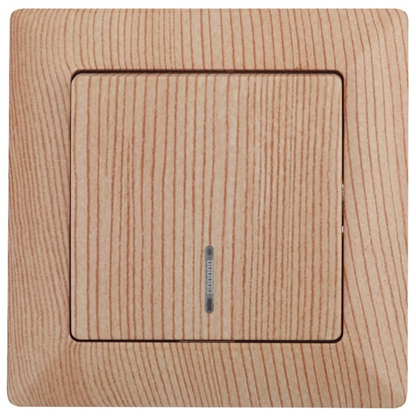 Выключатель с подсветкой Intro 10А-250В Solo, сосна 4-102-11