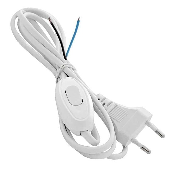 Шнур опрессованный с вилкой и выключателем UNIVersal 2х0,75/1,7метра, белый