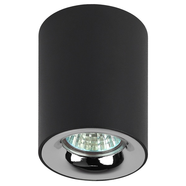 Светильник накладной потолочный ЭРА OL1 под лампу GU10 BK/CH D80x100мм черный/хром (016585)