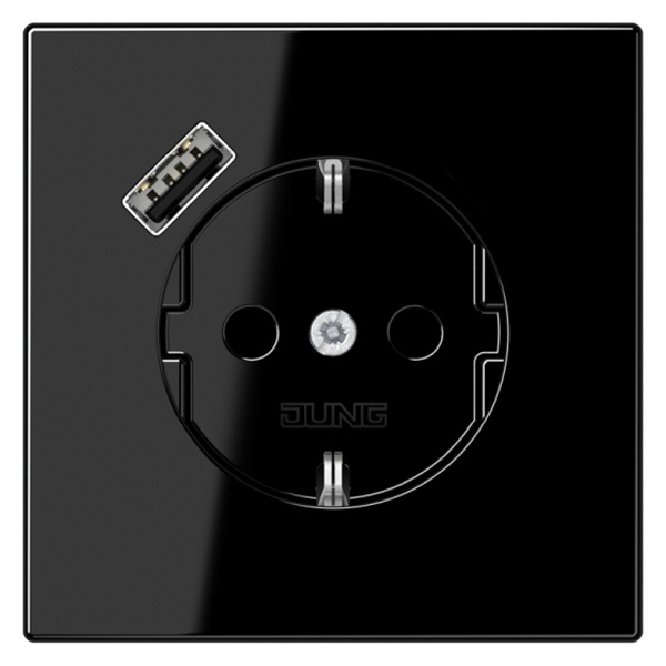 Розетка с заземлением Jung LS и с USB-зарядным устройством тип С Черный