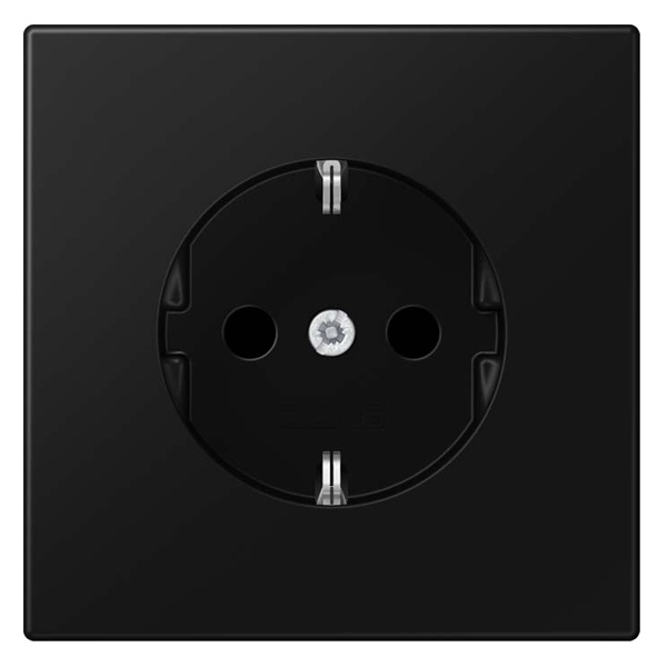 Розетка с заземлением Jung LS автозажим Черный матовый