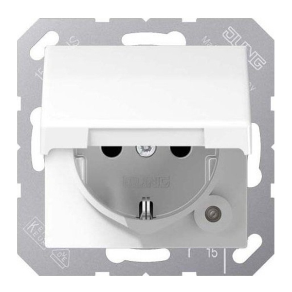 Розетка Jung ECO Profi с/з 220В 16а с крышкой безвинтовой зажим Белый