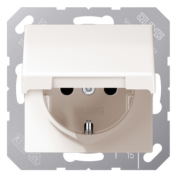 Розетка Jung ECO Profi с/з 220В 16а с крышкой безвинтовой зажим Слоновая кость (бежевый)
