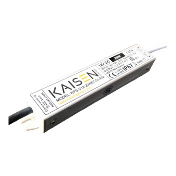 Блок питания для светодиодной ленты Kaisen 20W 12V 0-1,67A -30+40°С IP67 162х29х21 mm
