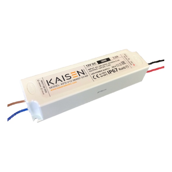 Блок питания для светодиодной ленты Kaisen 36W 12V 0-3A -30+40°С IP67 148х40х30 mm