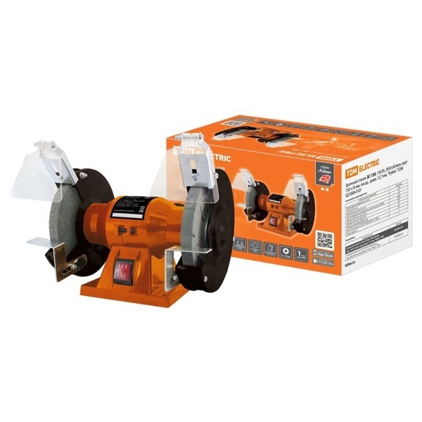 Заточной станок TDM ЗС-150, 150 Вт, 2950 об/мин, круг 150x16 мм, посад. диам. 12,7 мм, серия Рубин