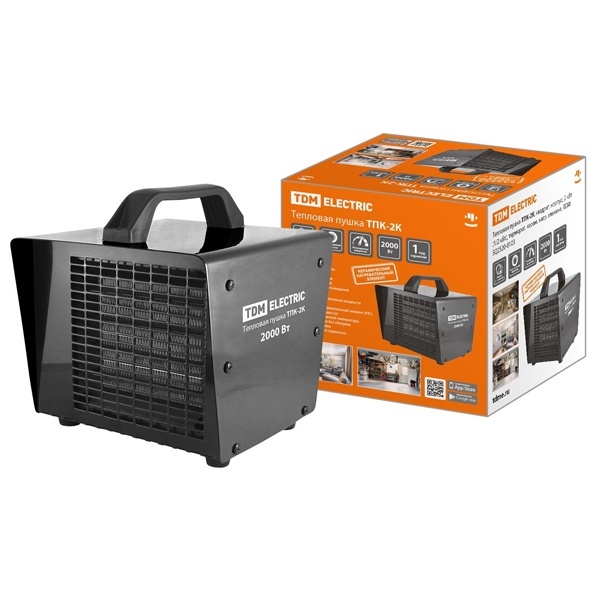Тепловая пушка TDM ТПК-2К, квадрат. корпус, 2 кВт (1/2 кВт), терморег, керам. нагр. элемент,