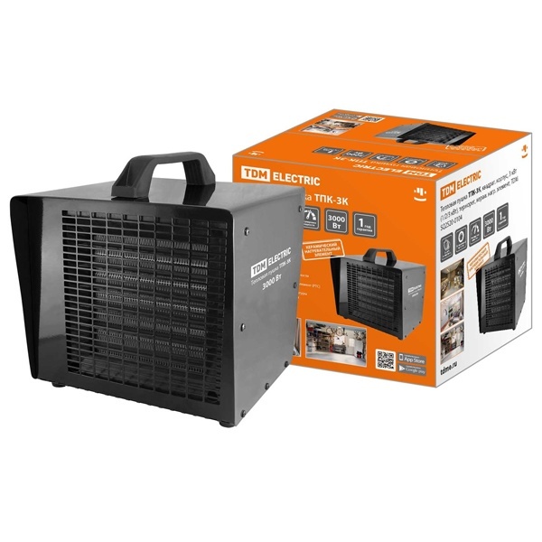 Тепловая пушка TDM ТПК-3К, квадрат. корпус, 3 кВт (1/2/3 кВт), терморег, керам. нагр. элемент,