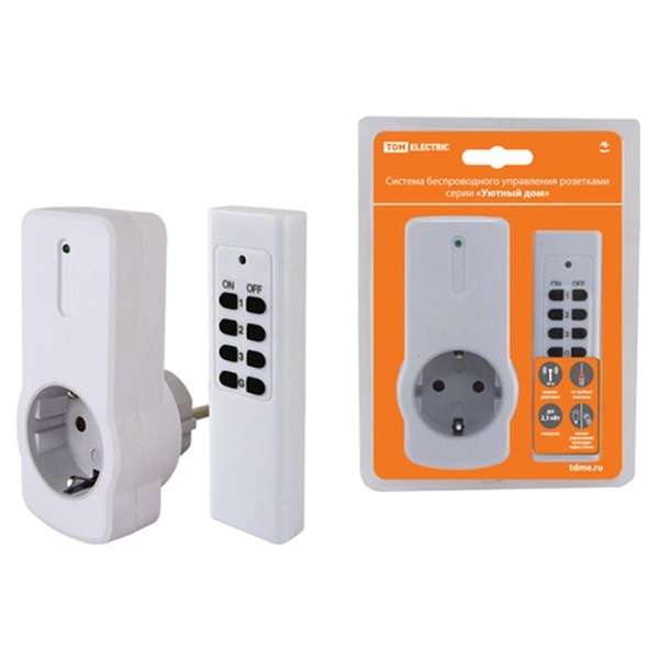 Комплект беспроводного управления розетками TDM ПУ3-Р1.1 (1 пульт+1 приемник-розетка)