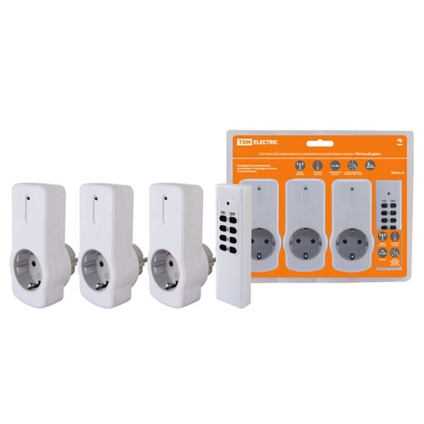 Комплект беспроводного управления розетками TDM ПУ3-Р1.3 (1 пульт+3 приемник-розетка)