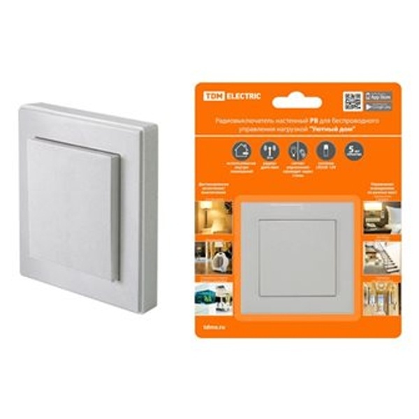 Радиовыключатель настенный TDM Уютный дом РВ1 (1 клавишный) беспроводного управления нагрузкой
